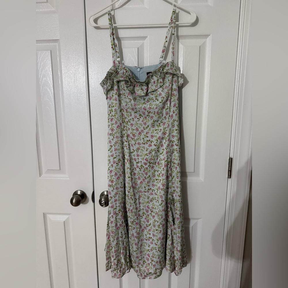 J Crew Floral Silk Print Green Dress